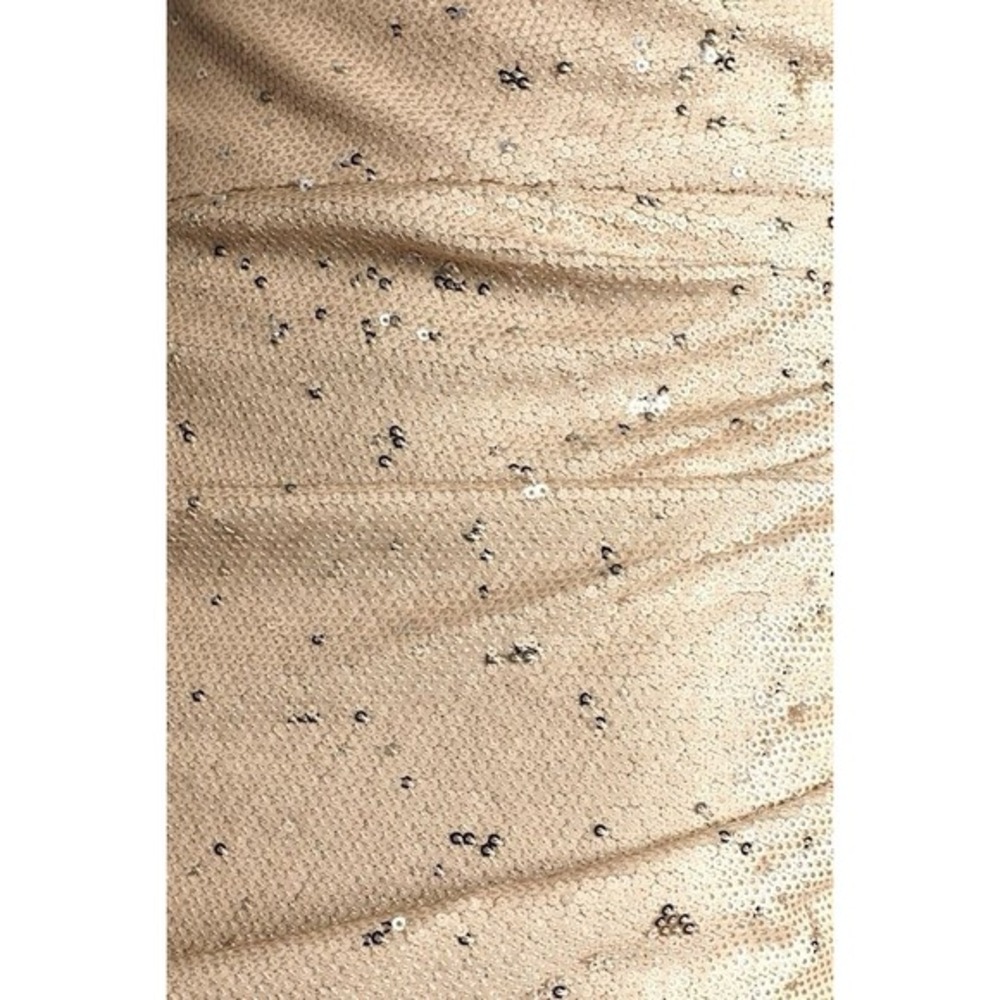 Lulus Shimmer Beauty Light Nude Sequin One-shoulder Bodycon Mini Dress Size M - Picture 5 of 7